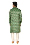 Shop_Gaurav Katta_Green Hand Banarasi Silk Floral Jaal Kurta With Pant _Online_at_Aza_Fashions