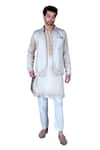 Gaurav Katta_White Italian Cotton Embroidered Zardozi Bundi Kurta Set _Online_at_Aza_Fashions