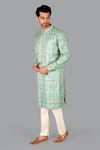 Buy_Gaurav Katta_Blue Hand Banarasi Silk Floral Jaal Kurta With Pant _Online_at_Aza_Fashions