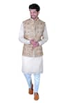 Gaurav Katta_Off White Italian Cotton Embroidered Kantha Nehru Jacket Set _Online_at_Aza_Fashions