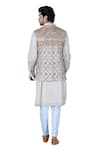 Buy_Gaurav Katta_Off White Italian Cotton Embroidered Kantha Nehru Jacket Set 