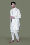 Buy_Gaurav Katta_White Italian Cotton Embroidered Zardosi Sherwani Set _Online_at_Aza_Fashions