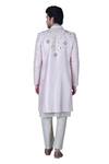 Shop_Gaurav Katta_Pink Italian Cotton Embroidered Zardosi Anchor Sherwani Set _Online_at_Aza_Fashions