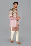 Buy_Gaurav Katta_Beige Italian Cotton Embroidered Floral Front-open Jacket Kurta Set _Online_at_Aza_Fashions