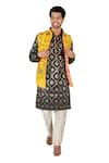 Gaurav Katta_Yellow Modal Silk Embroidered Zardosi Nehru Jacket _Online_at_Aza_Fashions