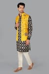 Gaurav Katta_Yellow Modal Silk Embroidered Zardosi Nehru Jacket _at_Aza_Fashions