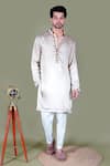 Buy_Gaurav Katta_White Modal Silk Embroidered Anchor Hem Kurta And Aligadi Pant Set _at_Aza_Fashions