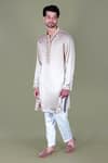 Buy_Gaurav Katta_White Modal Silk Embroidered Anchor Hem Kurta And Aligadi Pant Set _Online_at_Aza_Fashions