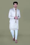 Buy_Gaurav Katta_White Italian Cotton Embroidered Pearl Nehru Jacket Set _at_Aza_Fashions