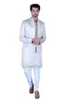 Gaurav Katta_White Italian Cotton Embroidered Pearl Nehru Jacket Set _Online_at_Aza_Fashions