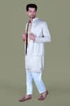 Buy_Gaurav Katta_White Italian Cotton Embroidered Pearl Nehru Jacket Set _Online_at_Aza_Fashions