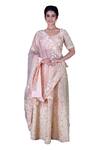 Gaurav Katta_Rose Gold Italian Cotton Embroidered Anchor Round Blouse Lehenga Set _Online_at_Aza_Fashions