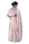 Gaurav Katta_Rose Gold Italian Cotton Embroidered Anchor Round Blouse Lehenga Set _at_Aza_Fashions