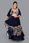 Buy_Gaurav Katta_Blue Lining Cotton Embroidered Thread Jacket Open Floral Lehenga Set _Online_at_Aza_Fashions