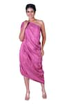 Buy_Gaurav Katta_Purple Satin Silk Embellished Pearl One Shoulder Dress _Online_at_Aza_Fashions