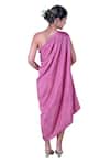 Shop_Gaurav Katta_Purple Satin Silk Embellished Pearl One Shoulder Dress _Online_at_Aza_Fashions