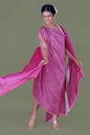 Gaurav Katta_Purple Satin Silk Embellished Pearl One Shoulder Dress _at_Aza_Fashions