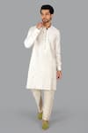 Buy_Gaurav Katta_Off White Chanderi Embroidered Gota Patti Kurta And Aligadi Pant Set _at_Aza_Fashions