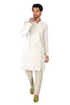 Gaurav Katta_Off White Chanderi Embroidered Gota Patti Kurta And Aligadi Pant Set _Online_at_Aza_Fashions
