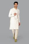 Buy_Gaurav Katta_Off White Chanderi Embroidered Gota Patti Kurta And Aligadi Pant Set _Online_at_Aza_Fashions