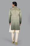 Shop_Gaurav Katta_Green Italian Cotton Hand Embroidered Anchor Sherwani Set _at_Aza_Fashions