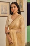 Buy_Apeksha Jain Label_Gold Kota Silk Embroidered Marori Leaf Gulzar Paisley Saree With Blouse _Online_at_Aza_Fashions