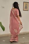Shop_Apeksha Jain Label_Pink Kota Silk Embroidered Kasturi Floral Saree With Blouse _at_Aza_Fashions