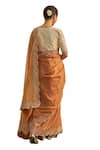 Shop_Apeksha Jain Label_Orange Tissue Placement Hand Sunehra Border Saree With Blouse _Online_at_Aza_Fashions