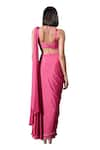 Shop_Parshya_Pink Crepe Georgette Hand Embellished Border Pre-draped Saree With Blouse _Online_at_Aza_Fashions