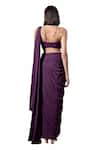 Shop_Parshya_Purple Saree Shimmer Satin Hand Embellished Cadbury Pre-draped With Blouse _Online_at_Aza_Fashions