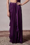 Parshya_Purple Georgette Satin Hand Cadbury Roman Border Pre-draped Saree With Blouse _Online_at_Aza_Fashions