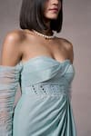 Shop_Parshya_Green Shimmer Satin Hand Embellished Pearls Sweetheart Gown _Online_at_Aza_Fashions