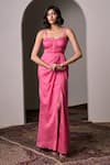 Buy_Parshya_Pink Georgette Satin Solid Sweetheart Mermaid Gown _at_Aza_Fashions