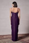 Shop_Parshya_Purple Shimmer Satin Solid Cowl Neck Cadbury Pleated Draped Gown _at_Aza_Fashions