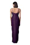 Shop_Parshya_Purple Shimmer Satin Solid Cowl Neck Cadbury Pleated Draped Gown _Online_at_Aza_Fashions