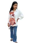 Tasuvure_White Polyester Printed Dandelion Abstract Collar Shirt _Online_at_Aza_Fashions