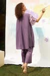 Shop_Tasuvure_Purple Pleated Cara Metallic Sleeve Embroidered Top And Pant Set _at_Aza_Fashions