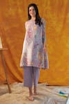 Buy_Tasuvure_Purple Pleated Polyester Printed Paisley Laylon Tunic And Pant Set  _at_Aza_Fashions