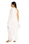 Shop_Tasuvure Indes_White Pleated Georgette Plain Asymmetric One Shoulder Cape With Pant  _Online_at_Aza_Fashions