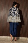 Shop_Tasuvure Indes_Blue Georgette Embroidery Floral Stand Reyna Cape Jacket With Dress _at_Aza_Fashions