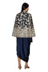 Shop_Tasuvure Indes_Blue Georgette Embroidery Floral Stand Reyna Cape Jacket With Dress _Online_at_Aza_Fashions