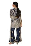 Shop_Tasuvure Indes_Blue Georgette Embroidery Floral Stand Collar Bloom Tunic With Pant _Online_at_Aza_Fashions