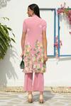 Shop_Tasuvure_Pink Polyester Mandarin Collar Fable Floral Dream Print Shirt Tunic With Pant_at_Aza_Fashions
