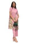 Shop_Tasuvure_Pink Polyester Mandarin Collar Fable Floral Dream Print Shirt Tunic With Pant_Online_at_Aza_Fashions