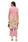Tasuvure_Pink Polyester Mandarin Collar Fable Floral Dream Print Shirt Tunic With Pant_at_Aza_Fashions