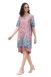 Buy_Tasuvure_Pink Cotton, Lace Embroidery Round Neck Myra Mesh Iris Blossom Short Dress_Online_at_Aza_Fashions
