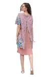 Shop_Tasuvure_Pink Cotton, Lace Embroidery Round Neck Myra Mesh Iris Blossom Short Dress_Online_at_Aza_Fashions