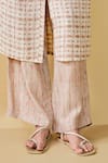 Grassroot By Anita Dongre_Beige Bamberg Linen Hand Block Printed Geometric Wilderness Kurta And Pant Set _Online_at_Aza_Fashions