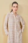 Buy_Grassroot By Anita Dongre_Beige Bamberg Linen Hand Block Printed Geometric Wilderness Kurta And Pant Set 