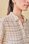 Grassroot By Anita Dongre_Beige Bamberg Linen Hand Block Printed Geometric Wilderness Kurta And Pant Set _Online